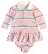 Ralph Lauren Layette Girl's Striped Ruffle Dress, Soft Pink, 6 Month Ralph Lauren Layette Girl's Striped Ruffle Dress, Soft Pink, 6 Month