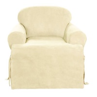 Sure Fit Soft Suede 1-Piece T-Cushion Chair Slipcover, Cream Sure Fit Soft Suede 1-Piece T-Cushion Chair Slipcover, Cream