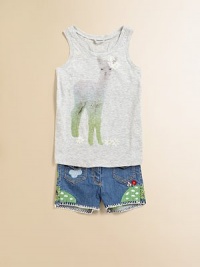 Soft and cozy in pure cotton, this cuddly knit llama-print tank will make her smile.ScoopneckSleevelessCottonMachine washImported Soft and cozy in pure cotton, this cuddly knit llama-print tank will make her smile.ScoopneckSleevelessCottonMachine washImported