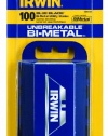 Irwin Industrial Tools 2084400 Bi-Metal Blue Utility Blade, 100-Pack