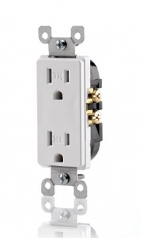 Leviton T5325-W 15 Amp 125 Volt, Tamper Resistant, Decora Duplex Receptacle, Straight Blade, Grounding, White Leviton T5325-W 15 Amp 125 Volt, Tamper Resistant, Decora Duplex Receptacle, Straight Blade, Grounding, White