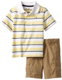 Tommy Hilfiger Boys 2-7 Morris Stripe Polo Cargo Short 2 Piece Set, Banana, 3T Tommy Hilfiger Boys 2-7 Morris Stripe Polo Cargo Short 2 Piece Set, Banana, 3T