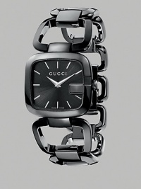 Eye-catching steel bracelet adds interest to this G-framed case with a sun-brushed dial. Quartz movement Water resistant to 30 meters Rectangular steel case, 32mm X 30mm Sun-brushed dial with markers Steel link bracelet Made in Switzerland Eye-catching steel bracelet adds interest to this G-framed case with a sun-brushed dial. Quartz movement Water resistant to 30 meters Rectangular steel case, 32mm X 30mm Sun-brushed dial with markers Steel link bracelet Made in Switzerland