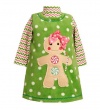 Bonnie Baby Infant Girls 2-Pc Green Fleece Jumper Set, Gingerbread Man, 3-6 Months