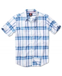 Pair this plaid shirt from Quiksilver with a pair of boardshorts of khakis tom make some serious waves this summer.