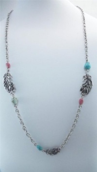 Lucky Brand Jewelry Peacock Feather Turquoise & Silver Necklace Bohemian Tribal Style 26 Long Lucky Brand Jewelry Peacock Feather Turquoise & Silver Necklace Bohemian Tribal Style 26 Long