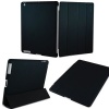 KHOMO ® DUAL CASE Black Polyurethane Cover FRONT + Black Rubberized Hard Back Protector for Apple iPad 2 , iPad 3 & iPad 4 (The new iPad HD)