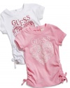 GUESS Kids Girls Baby Girl Logo Heart Tee (12-24M), PINK (12M)