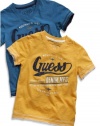 GUESS Kids Little Boy Embroidered V-Neck Tee, BLUE (7)