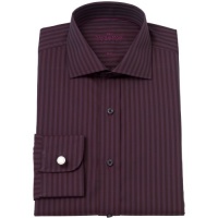Savile Row Mens Dark Burgundy Pin Stripe Fitted Formal Dress Shirt Single Cuff Savile Row Mens Dark Burgundy Pin Stripe Fitted Formal Dress Shirt Single Cuff