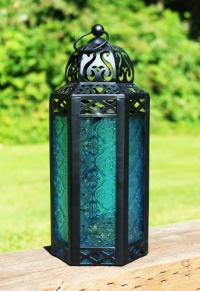Mid Size Table/hanging Blue Hexagon Moroccan Candle Lantern Holders Mid Size Table/hanging Blue Hexagon Moroccan Candle Lantern Holders