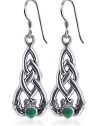 Sterling Silver Celtic Knot Irish Claddagh Friendship and Love Malachite Earrings
