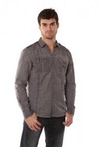 Affliction Bishop Woven Long Sleeve Button-Up Shirt - Gray (Large) Affliction Bishop Woven Long Sleeve Button-Up Shirt - Gray (Large)