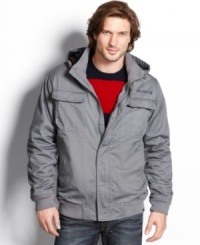 Reach the summit of your personal style with this zip front hooded jacket from Hurley. Reach the summit of your personal style with this zip front hooded jacket from Hurley.