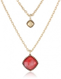 Nine West Vintage America Geo Jewels Gold Tone and Red Stone Pendant Necklace, 18 Nine West Vintage America Geo Jewels Gold Tone and Red Stone Pendant Necklace, 18