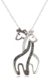 XPY 10k Gold Black and White Diamond Animal Couple Pendant Necklace, 18 XPY 10k Gold Black and White Diamond Animal Couple Pendant Necklace, 18
