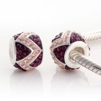Two Tone Burgundy & Pink Swarovski Crystal 925 Sterling Silver Charm/bead for Pandora, Biagi, Chamilia, Troll and More Bracelet Two Tone Burgundy & Pink Swarovski Crystal 925 Sterling Silver Charm/bead for Pandora, Biagi, Chamilia, Troll and More Bracelet