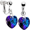 Handcrafted Bermuda Blue Preciosa HEART Clip Earrings