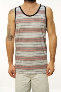 Quicksilver Men's Ellipsis Mia Tank Top Red/Grey/White Striped