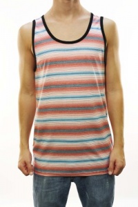 Quiksilver Men's Ellipsis Mia Red and Blue Striped Tank Top Shirt Quiksilver Men's Ellipsis Mia Red and Blue Striped Tank Top Shirt