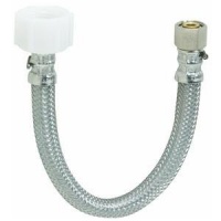 Fluidmaster B1T12 Toilet Connector, Braided Stainless Steel - 3/8 Female Compression Thread x 7/8 Female Ballcock Thread, 12 Length