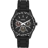 Fossil Ladies Stone Set Black Strap Watch Fossil Ladies Stone Set Black Strap Watch