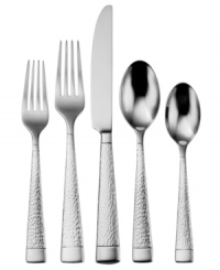 Hammered handles separate smooth stainless steel in the versatile Sambra flatware set, featuring place settings for every day and entertaining guests with the renowned craftsmanship of Oneida. Hammered handles separate smooth stainless steel in the versatile Sambra flatware set, featuring place settings for every day and entertaining guests with the renowned craftsmanship of Oneida.