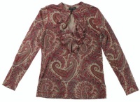 Lauren Jeans Co. Women's Ruffle Front Paisley Knit Top (Multi)