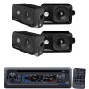 Pyle Marine Radio Receiver and Speaker Package - PLCD33MR AM/FM-MPX IN-Dash Marine CD/MP3 Player/USB & SD Card Function - 2x PLMR24B 2 Pairs of 3.5'' 200 Watt 3-Way Weather / Water Proof Mini Box Speaker System