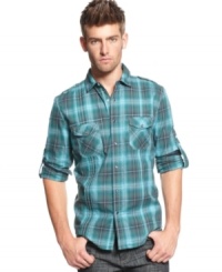 Pop plaid into your wardrobe this fall for a fresh take on pattern with this shirt from Vintage Red. Pop plaid into your wardrobe this fall for a fresh take on pattern with this shirt from Vintage Red.