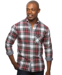 Seasonal style. This plaid flannel shirt from Argyleculture brings you classic fall fashion you can wear anywhere. Seasonal style. This plaid flannel shirt from Argyleculture brings you classic fall fashion you can wear anywhere.
