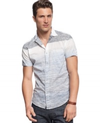 Crossover style. This hazy horizontal striped shirt from Vintage Red is a suitable successor to old fashioned prints for your summer look. Crossover style. This hazy horizontal striped shirt from Vintage Red is a suitable successor to old fashioned prints for your summer look.