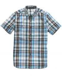 Plaid attitude. Bring a cool, confident air to your weekend wardrobe with this shirt from Sean John. Plaid attitude. Bring a cool, confident air to your weekend wardrobe with this shirt from Sean John.
