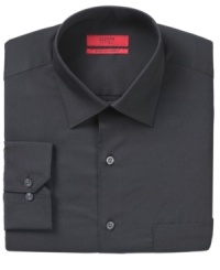 Sophisticated style starts with the right fundamentals. This fitted Alfani RED dress shirt offers the perfect start to any well-constructed combination. Sophisticated style starts with the right fundamentals. This fitted Alfani RED dress shirt offers the perfect start to any well-constructed combination.