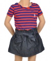 US Polo Assn Girls Striped Printed Denim Dress