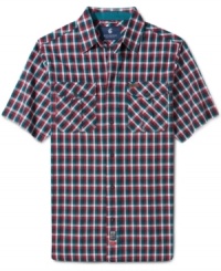 Worn solo or under your favorite sweater, this plaid shirt by Rocawear will adds a modern preppy edge to your style. Worn solo or under your favorite sweater, this plaid shirt by Rocawear will adds a modern preppy edge to your style.