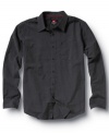 Step up your night-out lineup with this sleek striped button-front shirt from Quiksilver.