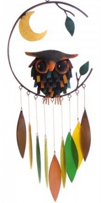 Blue Handworks Spiky Owl Glass Wind Chime Blue Handworks Spiky Owl Glass Wind Chime