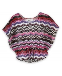 This crocheted dolman-sleeve top and attached tank from BCX is a comfy, layered look for summer. This crocheted dolman-sleeve top and attached tank from BCX is a comfy, layered look for summer.