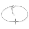 Sterling Silver 7 + 1 Sideways Cross Single CZ Bracelet