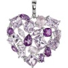 CleverEve 2013 Luxury Series Sterling Silver 7.60 grams Heart Pendant 39X30X6mm Genuine Pink Quartz, Amethyst And Rose De France Genuine Multiple Gemstone Pendant Enhancer