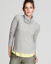 Collegiate looks were big news on fall runways and this Magaschoni turtleneck works the trend to perfection with a classic cable knit. Up the preppy appeal with a skinny belt and a leather crossbody. Collegiate looks were big news on fall runways and this Magaschoni turtleneck works the trend to perfection with a classic cable knit. Up the preppy appeal with a skinny belt and a leather crossbody.