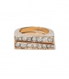 G by GUESS Women's Gold-Tone Rhinestone Stacked Rings, GOLD (7)