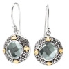 925 Silver & Green Amethyst Ornate Scroll Earrings with 18k Gold Accents