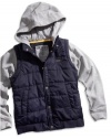 GUESS Big Boy Hooded Bubble Vest, NAVY (16/18)