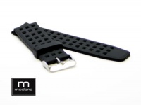 24mm Black MODENA Italian Rubber Watch Band with breathable Waffle pattern 24mm Black MODENA Italian Rubber Watch Band with breathable Waffle pattern