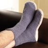 Man Adult Soft Knit Gripper, Non Skid Slippers. Fits Men's Shoe Sizes 9-12. Gray