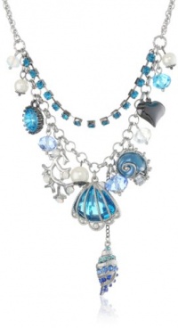 Betsey Johnson Iconic Blue Sea Sea Shell Multi-Charm Necklace, 19 Betsey Johnson Iconic Blue Sea Sea Shell Multi-Charm Necklace, 19