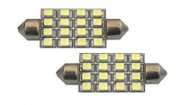 2pcs 39mm 16-SMD 1.54 12V Festoon Dome Light LED bulbs 6411 6413 6418 C5W - White