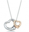 General Gifts Double Hearts Two Tone 18k Gold Plated Pendant Necklace 18